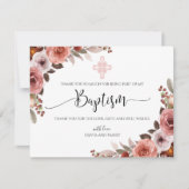 ピンクフローラ水彩少女のバプテスマ サンキューカード (正面)