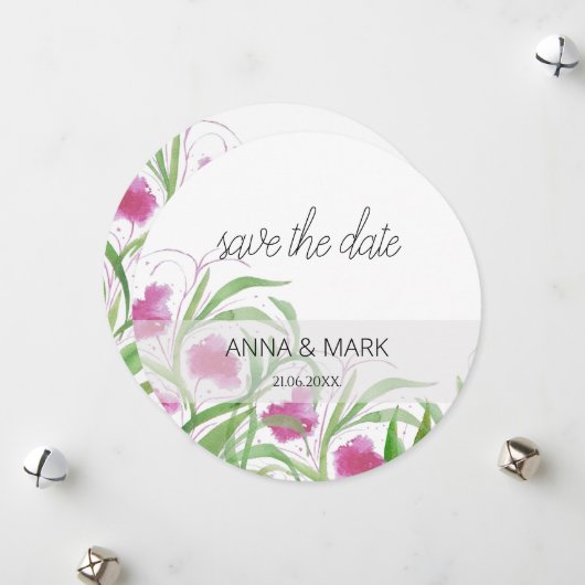 ピンクフローラ水彩手絵を描形 シーズンカード (正面/裏面インサイチュ)