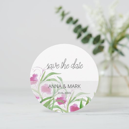 ピンクフローラ水彩手絵を描形 シーズンカード (スタンド正面)