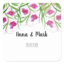 ピンクフローラ水彩手絵を描形