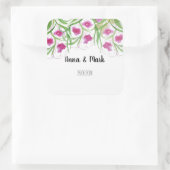 ピンクフローラ水彩手絵を描形 スクエアシール (バッグ)