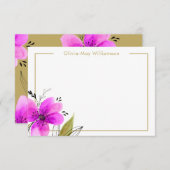 ピンクフローラ水彩文具パーソナライズされた具 ノートカード (正面/裏面)