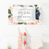 ピンクフローラ水彩植物性ブライダルシャワー 横断幕 (インサイチュ)