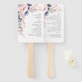 ピンクフローラ水彩植物性結婚式 プログラム ハンドファン (正面&裏面)