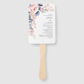 ピンクフローラ水彩植物性結婚式 プログラム ハンドファン (正面)