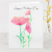 ピンクフローラ水彩母の日カード カード (黄色い花)