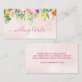 ピンクフローラ水彩結婚のエンクロージャカード 名刺 (正面/裏面)