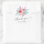 ピンクフローラ水彩花束トレンディー有難う ラウンドシール (バッグ)