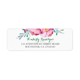 ピンクフローラ水彩花束 ラベル