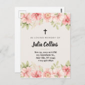 ピンクフローラ水彩葬儀カード ポストカード