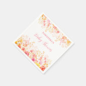 ピンクフローラ水彩赤ちゃんシャワー紙ナプキン スタンダードカクテルナプキン (角)