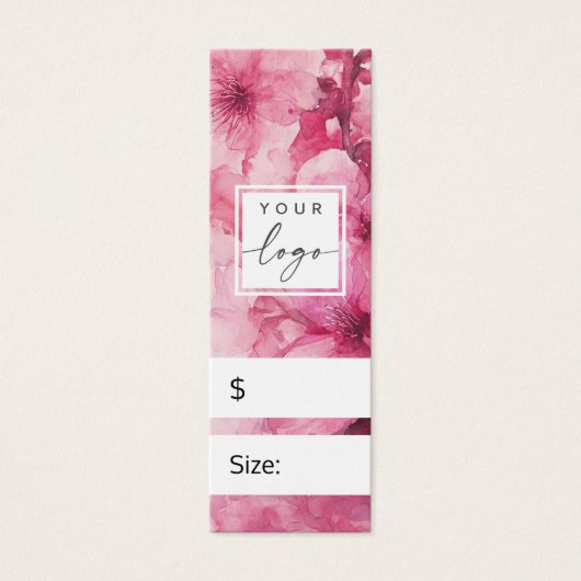 ピンクフローラ水色フラワーDIY価格つるラベル (正面)