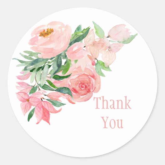 ピンクフローラ水色ベビーラブガールベビーシャワー ラウンドシール (正面)