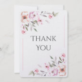ピンクフローラ水色モダン サンキューカード (正面)