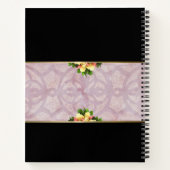 ピンクフローラ水色モノグラム名  ノートブック (裏面)