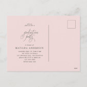 ピンクフローラ水色卒業写真招待状 シーズンポストカード (裏面)