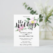 ピンクフローラ水色格安結婚式招待状 (スタンド正面)