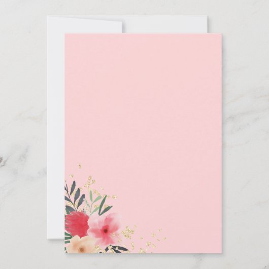 ピンクフローラ水色金ゴールドイースターブランチ卵狩り 招待状 (裏面)