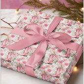 ピンクフローラ沿岸女性のカーボーイ西クリスマス ラッピングペーパー