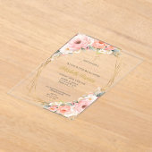 ピンクフローラ洗礼 アクリル招待状 (レイダウン)