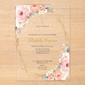 ピンクフローラ洗礼 アクリル招待状 (正面)