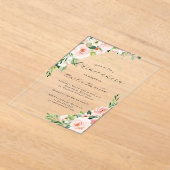 ピンクフローラ澄んアクリルフローラキンセアニェラ アクリル招待状 (レイダウン)