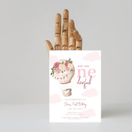 ピンクフローラ熱気球オンダーフル1歳の誕生日 招待状