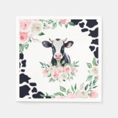 ピンクフローラ牛の誕生日パーティー スタンダードカクテルナプキン (正面)