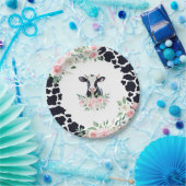 ピンクフローラ牛の誕生日パーティー ペーパープレート (パーティー)