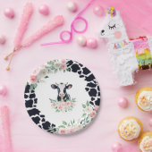 ピンクフローラ牛の誕生日パーティー ペーパープレート (パーティー)