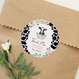 ピンクフローラ牛の誕生日パーティー ラウンドシール