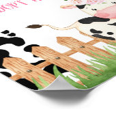 ピンクフローラ牛ふくらはぎペット養子縁組誕生日標識 ポスター (角)