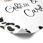 ピンクフローラ牛プリントギフトカード赤ちゃんシャワーサイン ポスター (角)