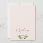 ピンクフローラ牛プリントリトル女性のカーボーイ赤ちゃんシャワー 招待状 (裏面)