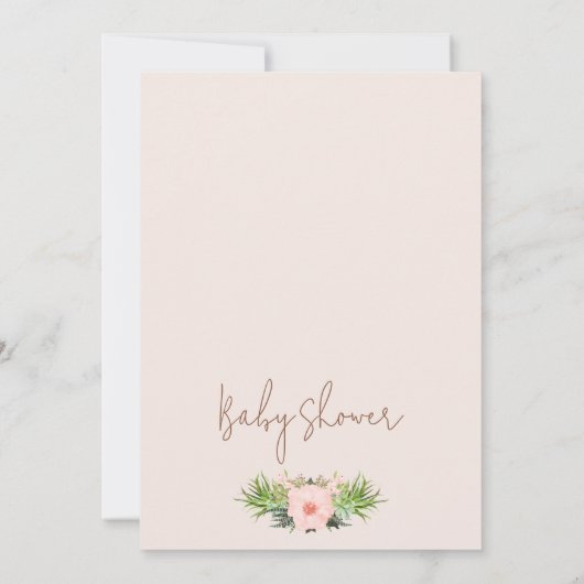 ピンクフローラ牛プリントリトル女性のカーボーイ赤ちゃんシャワー 招待状 (裏面)
