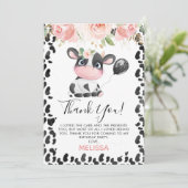 ピンクフローラ牛プリント誕生日サンキューカード 招待状 (スタンド正面)