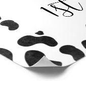 ピンクフローラ牛プリント誕生日パーティーウェルカムサイン ポスター (角)