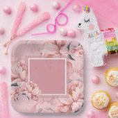 ピンクフローラ牡丹の花紙プレート ペーパープレート (パーティー)