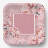ピンクフローラ牡丹の花紙プレート ペーパープレート (正面)