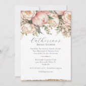 ピンクフローラ牡丹グリーンブライダルシャワー招待 招待状 (正面)