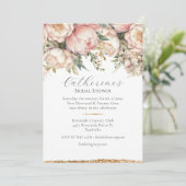 ピンクフローラ牡丹グリーンブライダルシャワー招待 招待状 (スタンド正面)