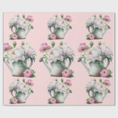 ピンクフローラ牡丹ブライダルシャワー ラッピングペーパー (フラット)