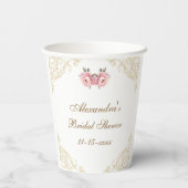 ピンクフローラ牡丹ヴィンテージブライダルシャワー 紙コップ (裏面)