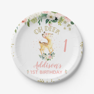 ピンクフローラ王鹿1歳の誕生日 ペーパープレート