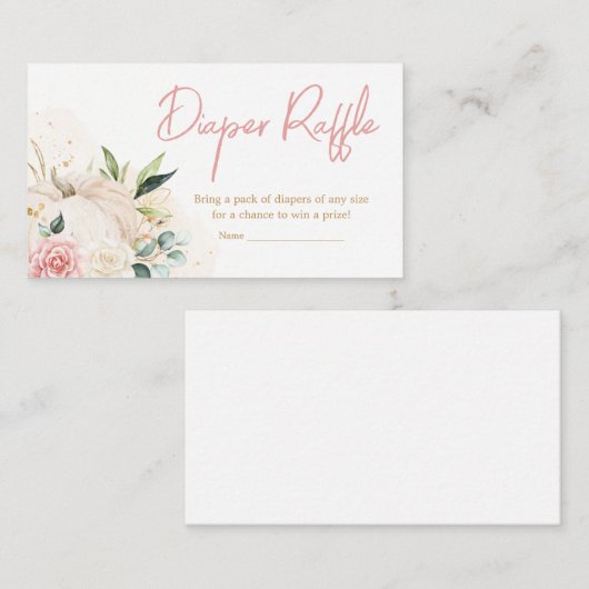 ピンクフローラ甘い小さなかぼちゃおむつラッフル エンクロージャーカード (正面/裏面)