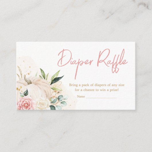 ピンクフローラ甘い小さなかぼちゃおむつラッフル エンクロージャーカード (正面)