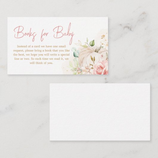 ピンクフローラ甘い小さなかぼちゃの本ベビー エンクロージャーカード (正面/裏面)