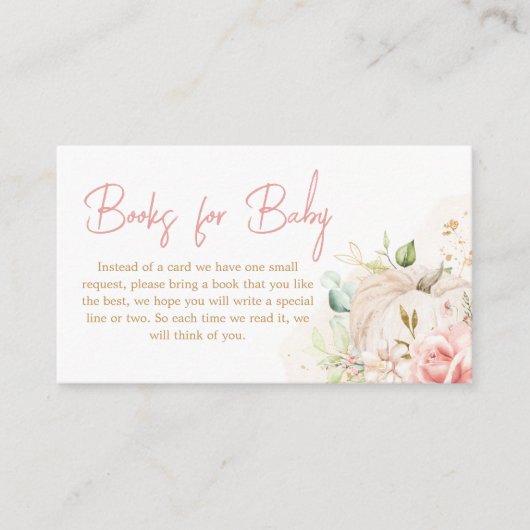 ピンクフローラ甘い小さなかぼちゃの本ベビー エンクロージャーカード (正面)