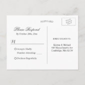 ピンクフローラ白黒ストライプ金ゴールドグリッターRSVP インビテーションポストカード (裏面)