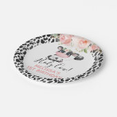 ピンクフローラ白黒牛のプリント誕生会 ペーパープレート (アングル)